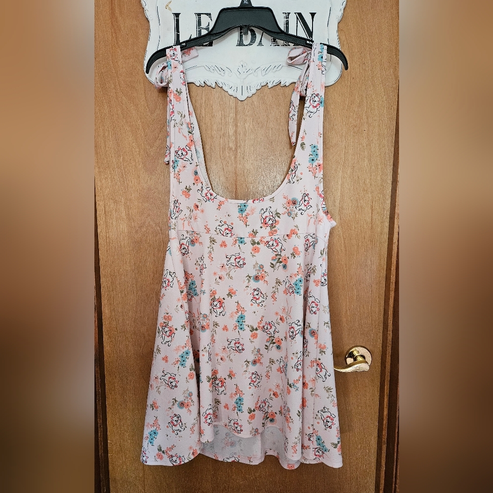 Disney Pink Floral Mini Dress with Teal & Coral Accents